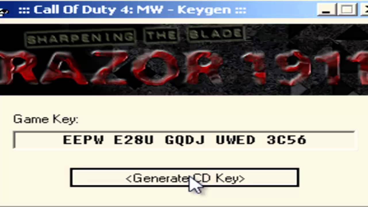 Key code generator for cod4 multiplayer 2